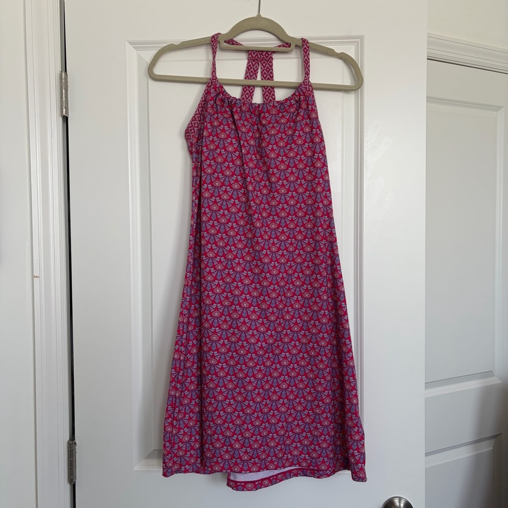 Pink and Blue Patterned Halter Sundress